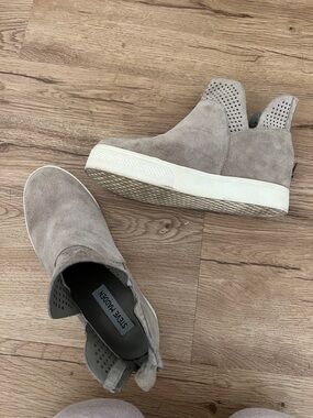 Steve Madden Taupe Suede Wedge Slip-On Sneakers